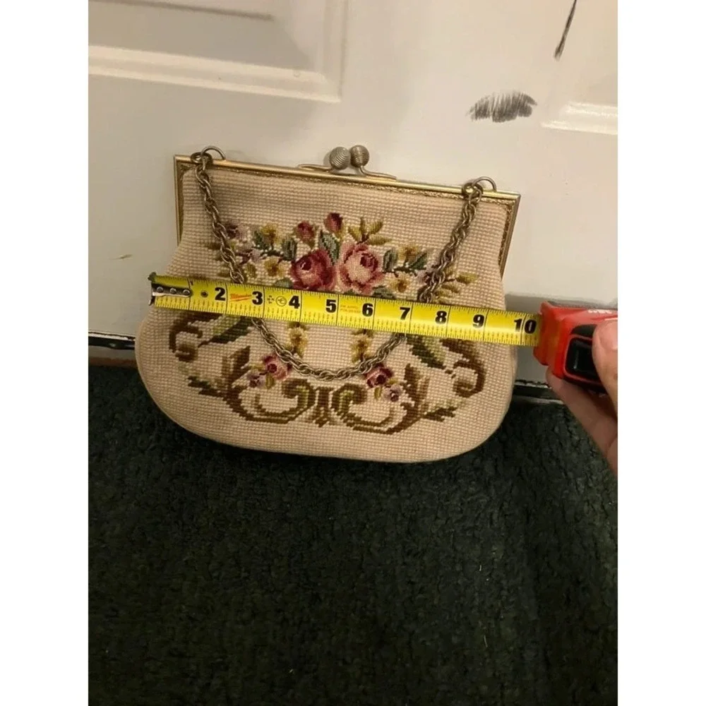 Vtg Martha Klein Floral Tapestry Handbag Women S Ivory Wool Purse Satchel Bag